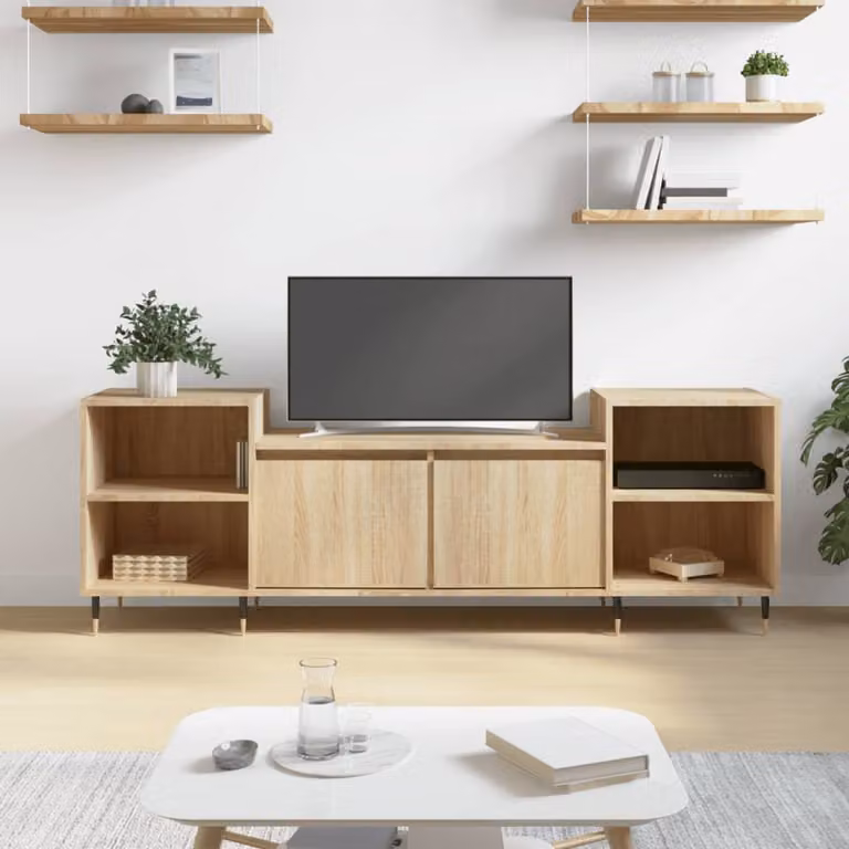 vidaXL Mobile Porta TV Moderno in Rovere Sonoma e Metallo, L 160 x P 35 x H 55 cm