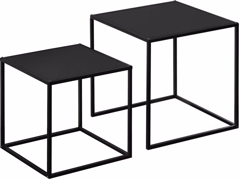 Set di 2 tavolini nidificanti con struttura in acciaio, 120 x 59 x 45 cm - Nero