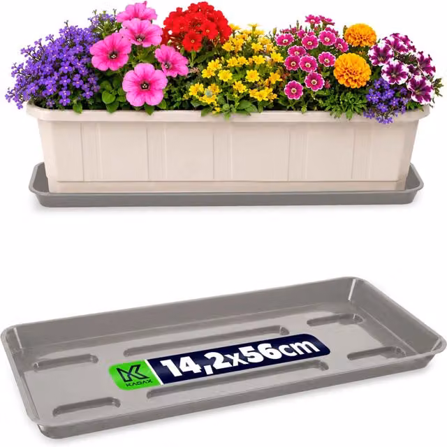 Supporto per vaso da fiori KADAX da 60 cm, fioriera da balcone, vassoio in plastica