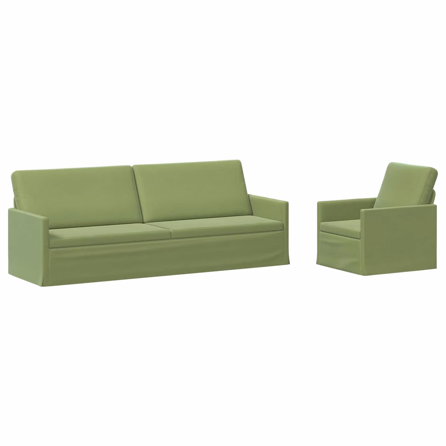 Set di 2 divani moderni vidaXL in velluto verde chiaro con struttura in metallo per il tuo soggiorno