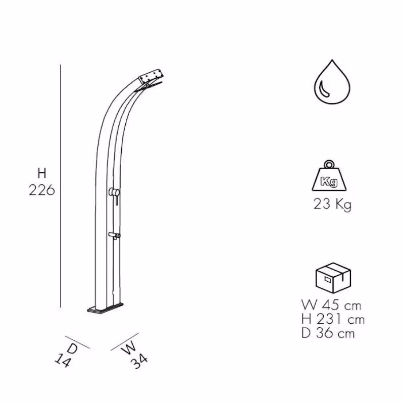 Doccia Tradizionale Dada Arkema Design in Alluminio con Miscelatore e Lavapiedi Colore Antracite Cv-D325/7016 – 2
