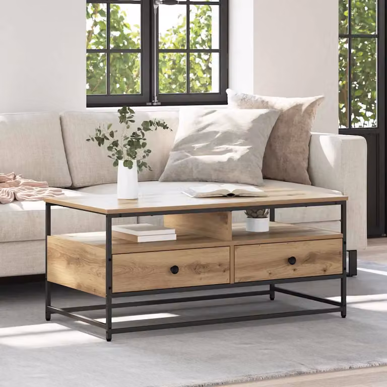 vidaXL Tavolino da salotto moderno in rovere marrone L: 100 cm, P: 51 cm, H: 45 cm