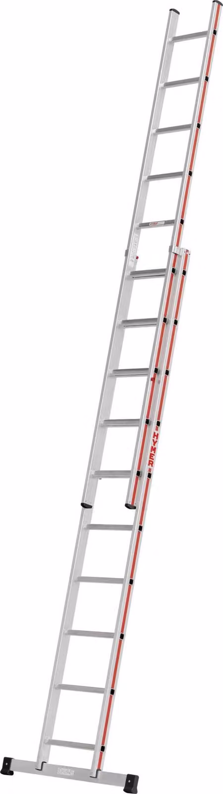 Scala di prolunga Hymer, in due parti, 2x10 pioli, lunghezza 2,90 / 4,86 m, altezza di sbraccio 5,74 m, peso 10,2 kg