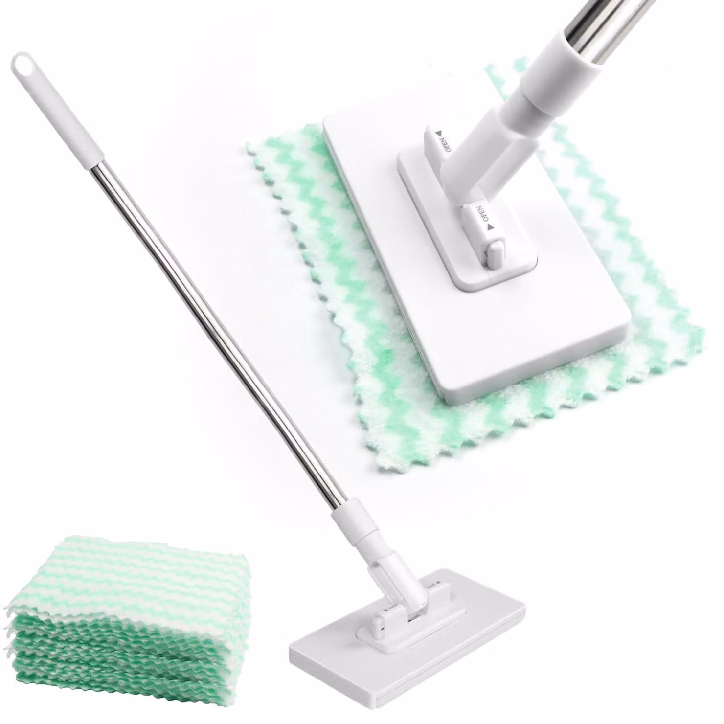 Mocio con sistema di fissaggio a pressione, in microfibra, universale, bianco, confezione da 1 pezzo.