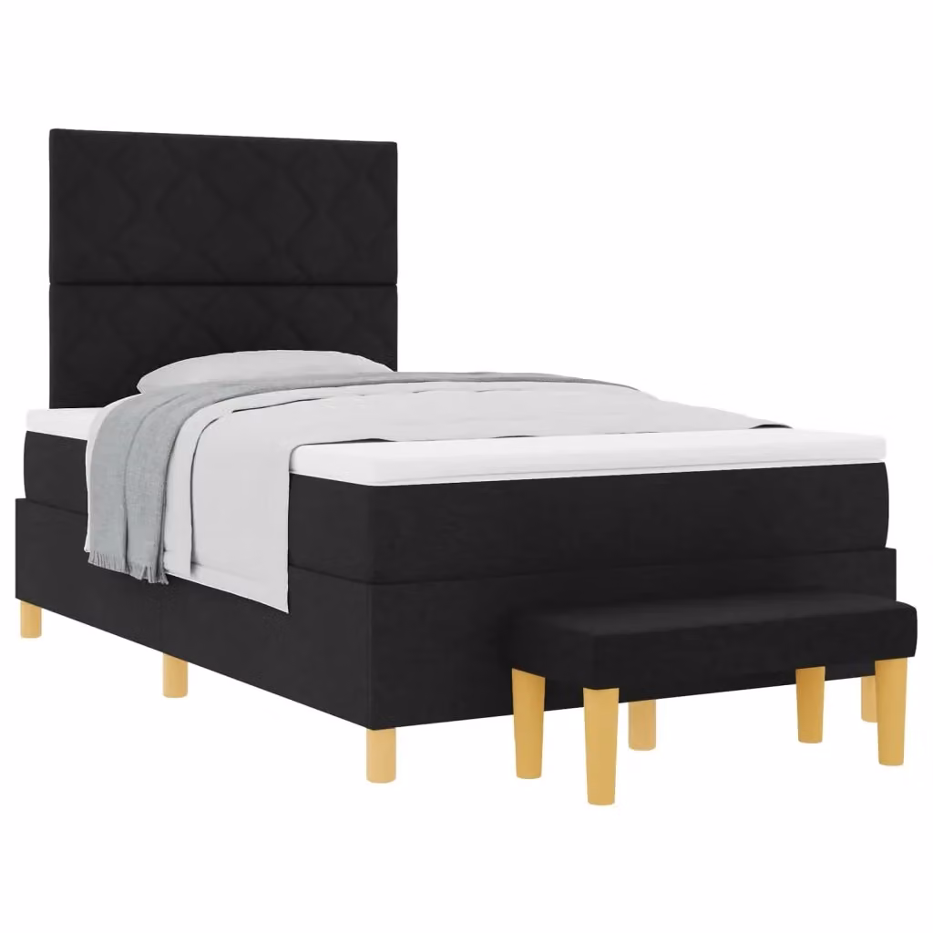 Letto a molle moderno vidaXL con testiera in tessuto nero L: 120 cm, P: 200 cm, H: 193 cm – 2