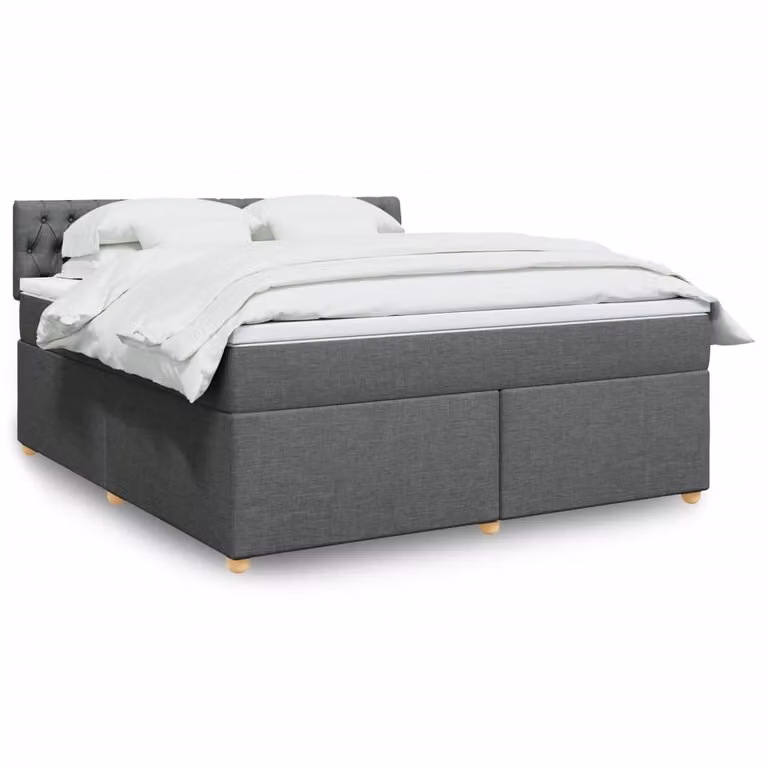 vidaXL Giroletto a Molle Ibrido con Materasso in Tessuto Grigio e Bianco L/P: 180 x 200 cm