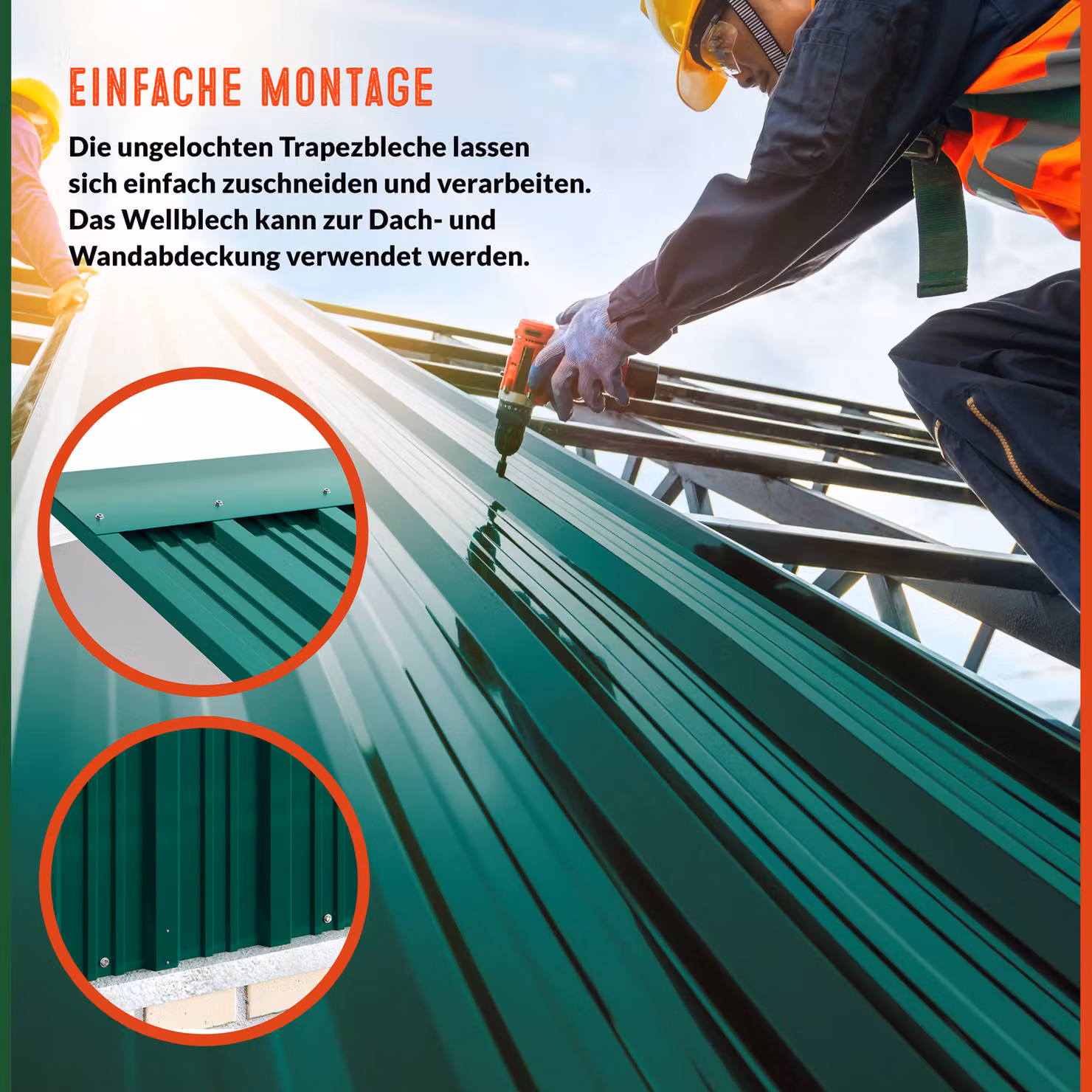 Set di 28 lamiere trapezoidali in acciaio zincato Gardebruk verde L: 110 cm, P: 46 cm, Copertura 14 m² – 3