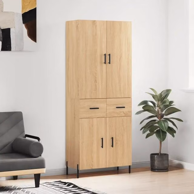 Credenza-Buffet-Armadio da cucina Rovere Sonoma 69,5x34x180 cm in Legno Multistrato 632980