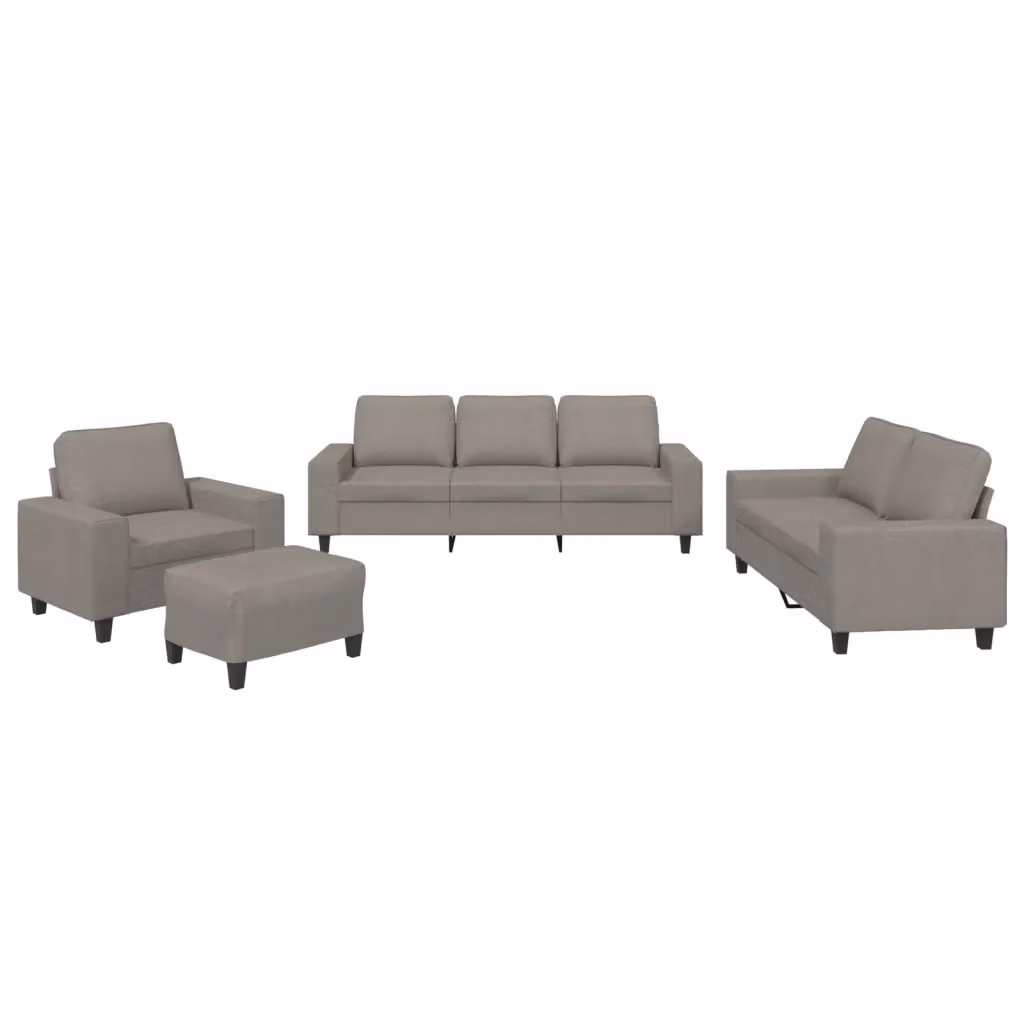 Set di divani moderno vidaXL in tessuto beige e grigio composto da divano a 3 posti, divano a 2 posti e pouf con cuscini inclusi – 2