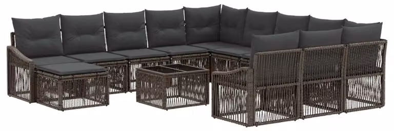 Set Divano da Giardino 13 pcs Grigio polyrattan