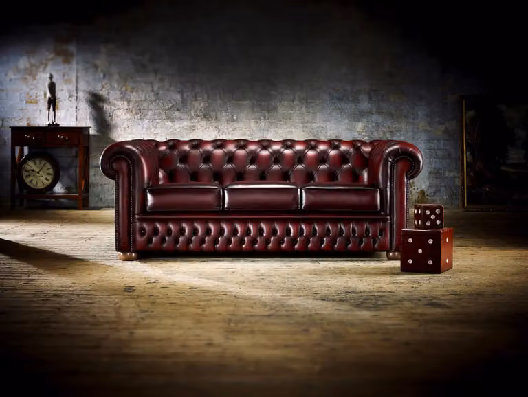XXL Sofa 3 Sitzer Couch Chesterfield Polster Sitz Garnitur Leder Rot