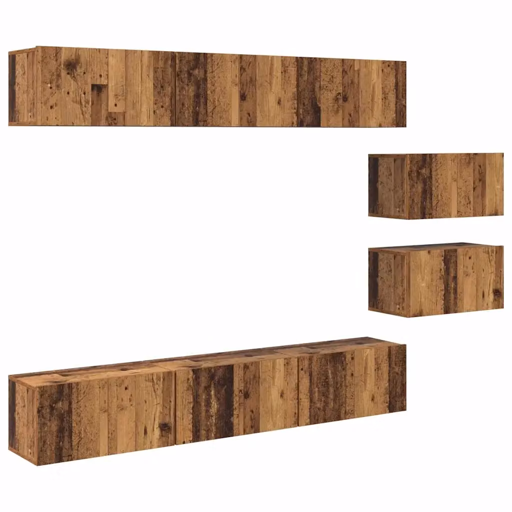 Set mobile TV moderno vidaXL in legno marrone, 8 pezzi, L: 60 cm, P: 30 cm, H: 35 cm – 2