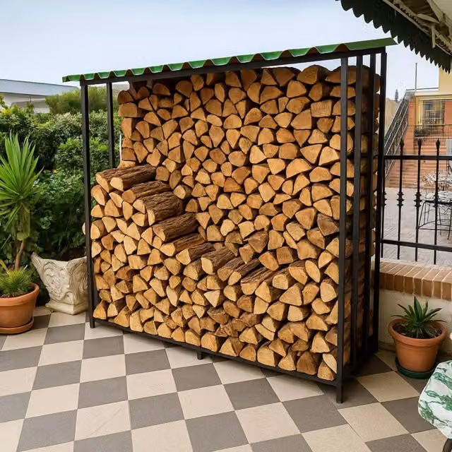 Legnaia tettoia in acciaio verniciato antracite eco 180x70xh200 cm