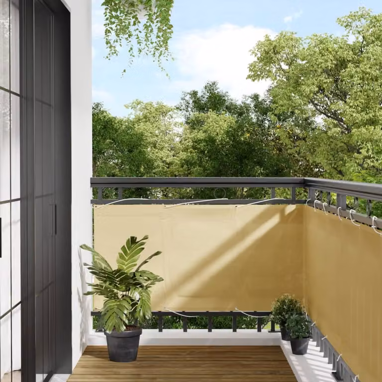 Paravento da Balcone vidaXL in Poliestere Oxford, Colore Sabbia, H: 75 cm x L: 600 cm