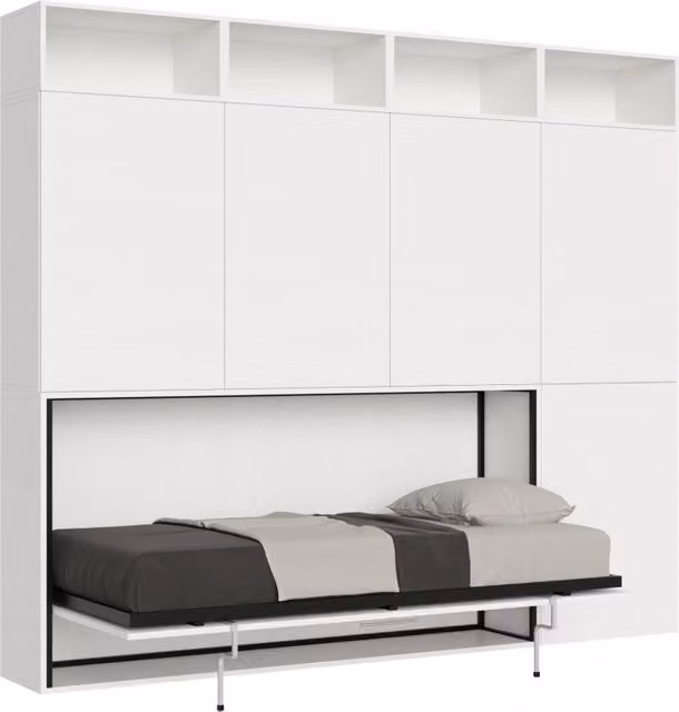 Letto Singolo a Scomparsa Composizione B Kando GIORDANOSHOP Bianco Frassino H: 226,7 cm