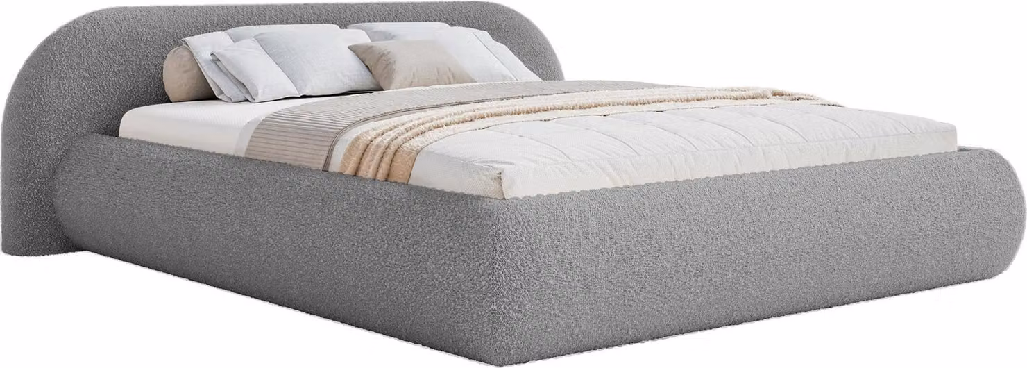 Selsey Shels Low – Letto imbottito 160x200 con contenitore, bouclé, grigio