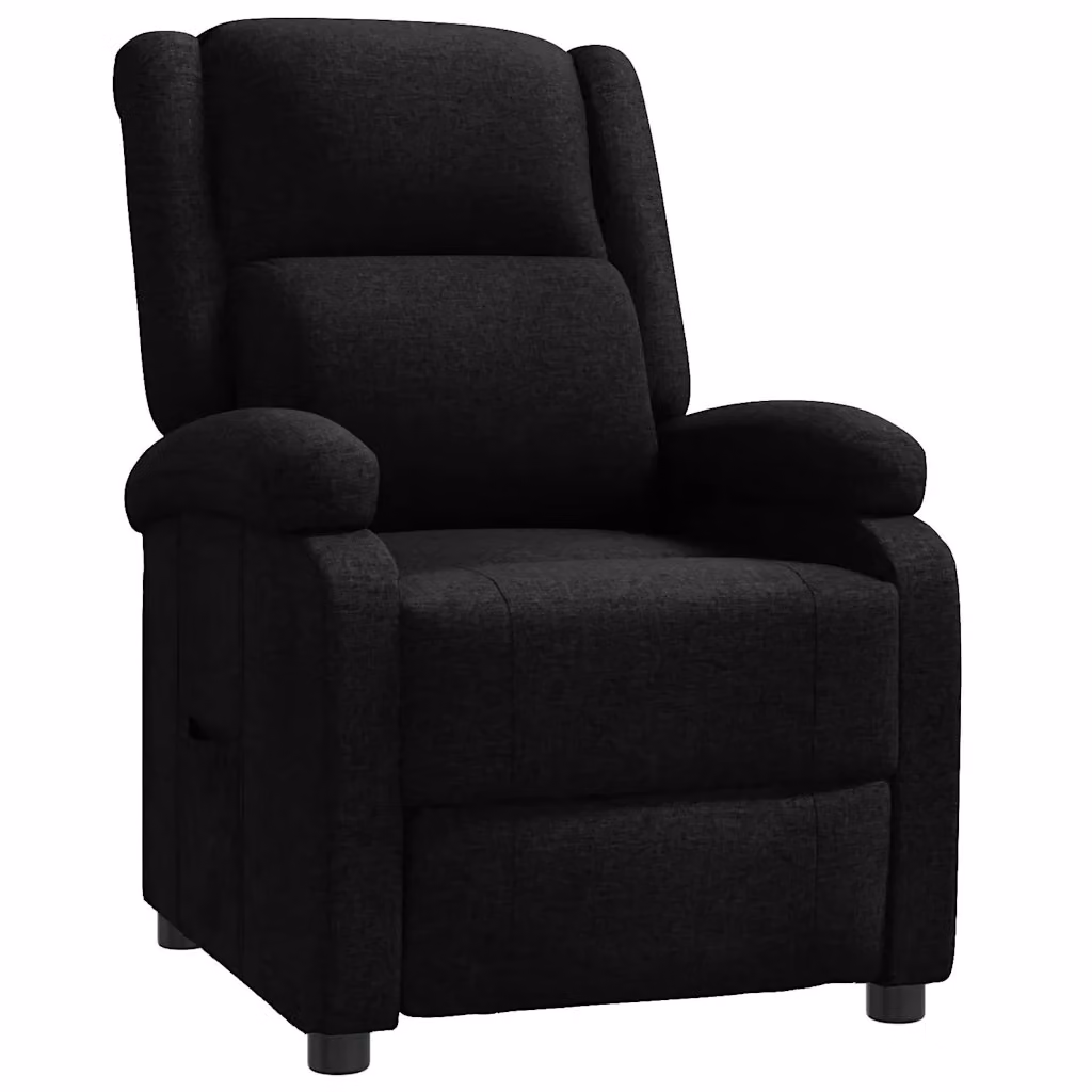 Poltrona Reclinabile Relax vidaXL in Tessuto Nero con Braccioli e Regolazione Manuale – 2