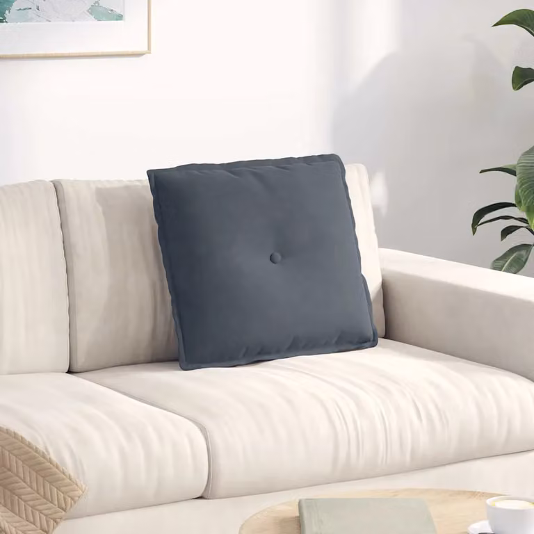vidaXL Cuscino per Schiena in Velluto a Costine Grigio Antracite L: 50 cm, P: 45 cm