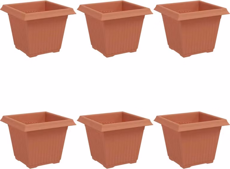 Vaso quadrato per fiori 6 pcs Rosso Mattone 20 x 20 x 16 cm