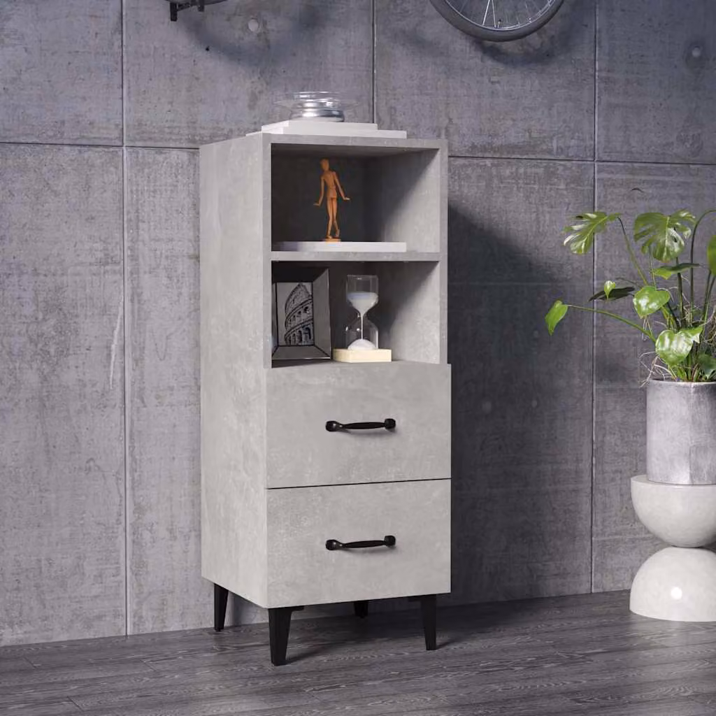 Credenza moderna vidaXL in legno MDF Grigio, sospesa a parete, L 34,5 cm x P 34 cm x H 90 cm