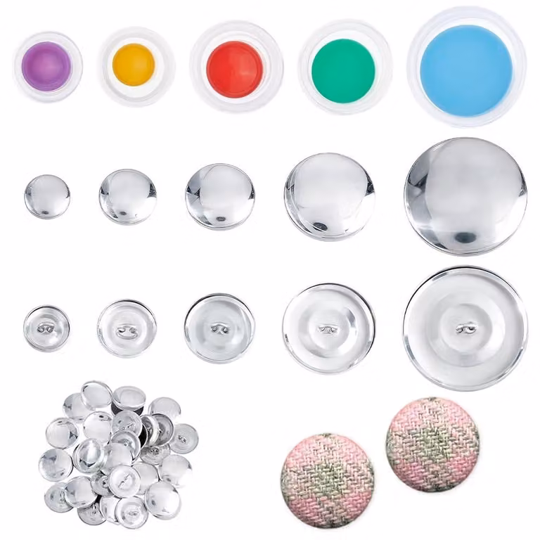 Set di 100 bottoni a pressione - Kit per la creazione di bottoni a pressione - 5 diverse misure - Utensili - Bottoni rivestiti in tessuto - Include istruzioni - Set di bottoni a pressione