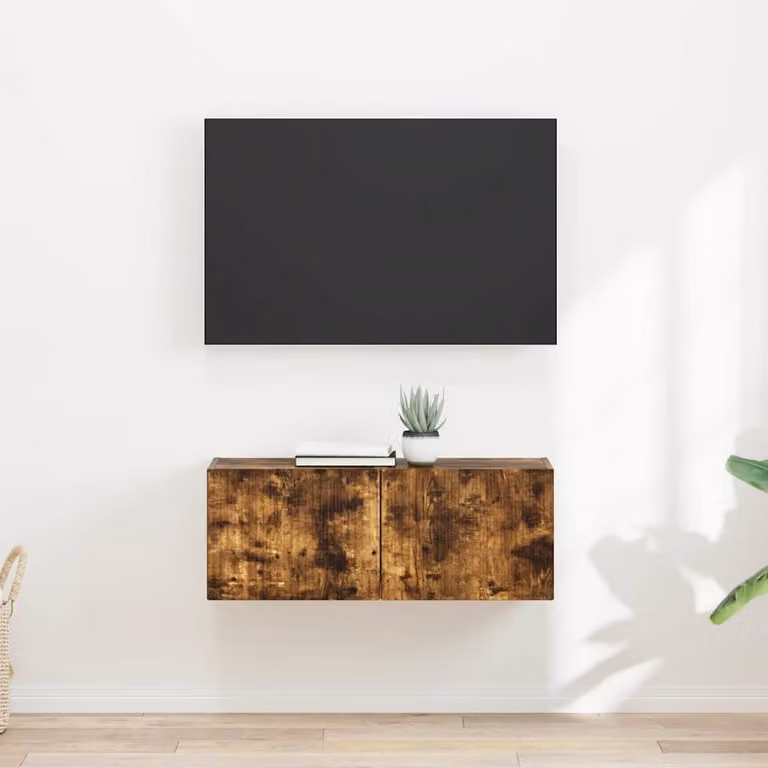 Set di 2 mobili TV da parete vidaXL in legno ingegnerizzato Rovere fumé marrone, design moderno per il tuo soggiorno