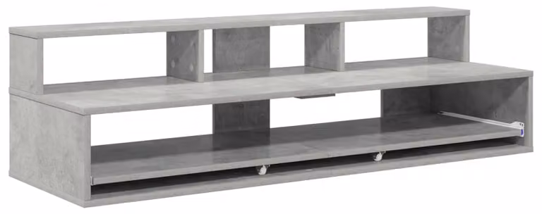 Scrivania da studio, colore grigio cemento, dimensioni 130 x 42,5 x 36 cm, realizzata in materiale composito di legno