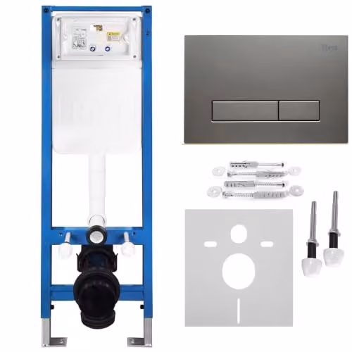 Rea - Kit da incasso sottile 024n per WC con pulsante in titanio HD - 22 x 35,2 x 106,2 cm