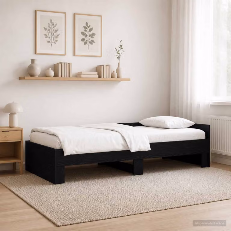 Struttura letto con testata moderna vidaXL in rovere nero L 80 cm x P 200 cm