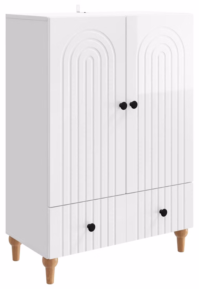 Credenza Bianco Lucido 66 x 34,5 x 95 cm Legno ingegnerizzato