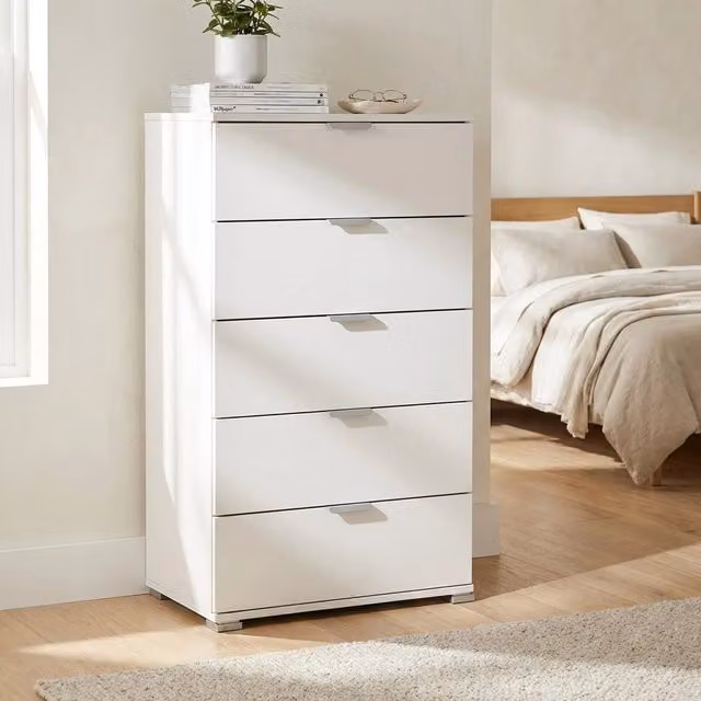 Cassettiera 5 cassetti in Legno Composito cm 60x38x103 - CLIFF