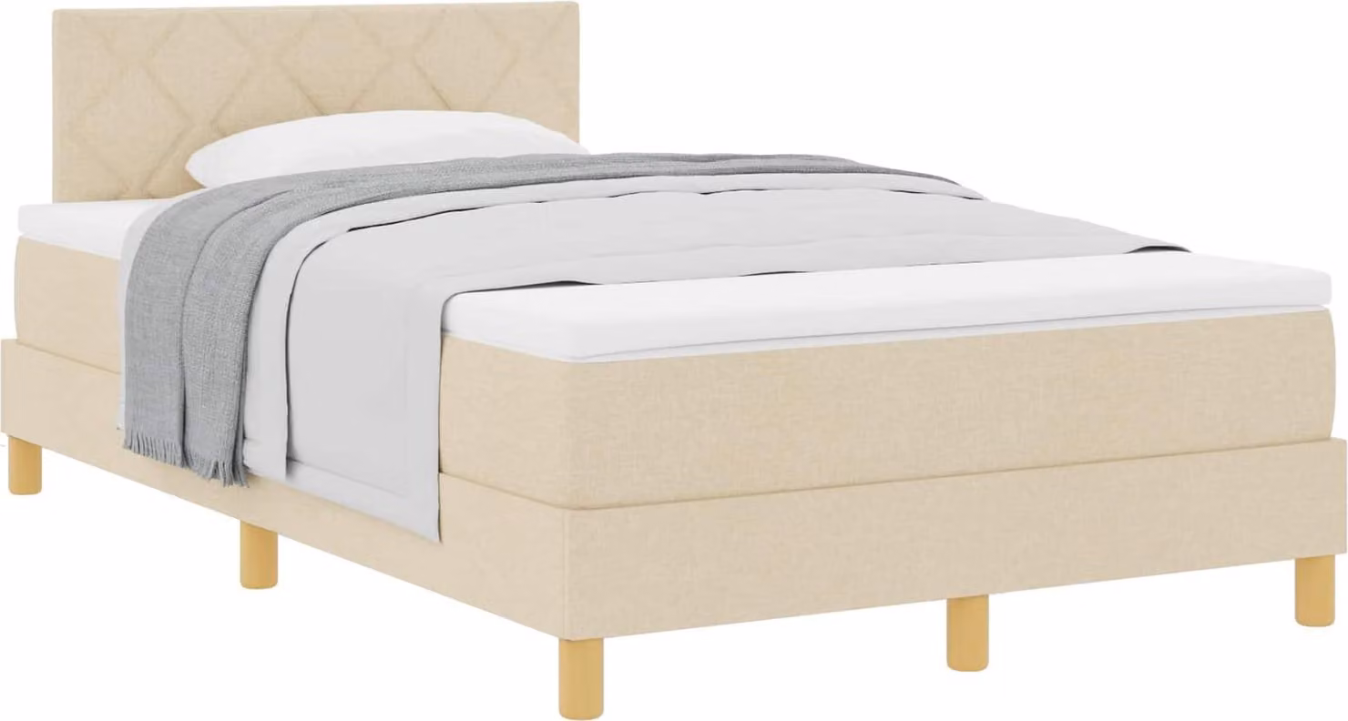 Letto a molle con cuscino Crema 120 x 200 cm Tessuto