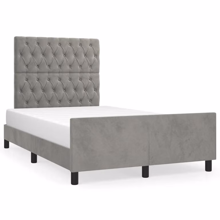 Giroletto senza Materasso Grigio Chiaro 120x200 cm Velluto