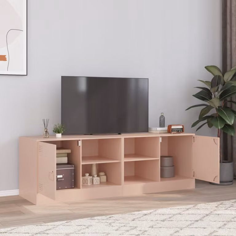 Set di 2 mobili TV moderni vidaXL in metallo rosa L: 67 cm, P: 39 cm, H: 44 cm