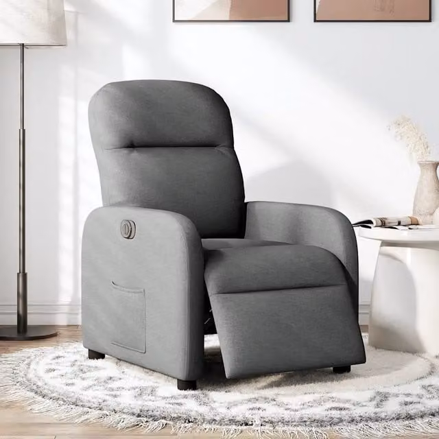 Poltrona | Sedia Relax Elettrica Reclinabile Grigio Scuro in Tessuto