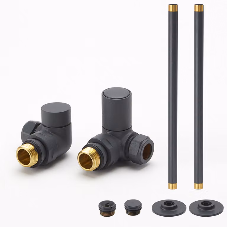 Set Tubi + Valvole Angolari Radiatore - Antracite Moderno