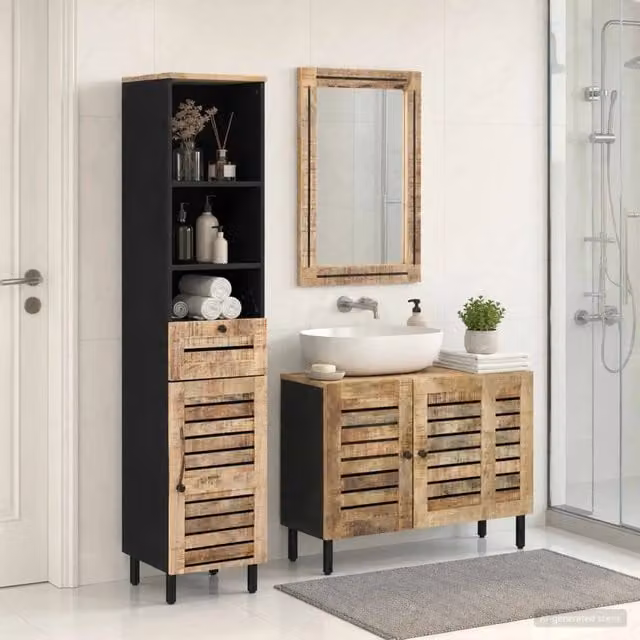 Set di Armadi da Bagno 3 pz Naturale 38 x 33 x 160 cm 3310166
