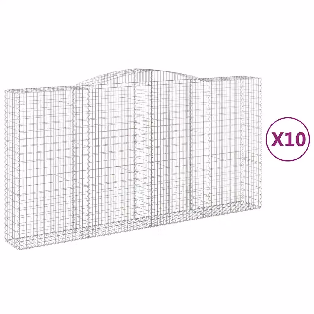 Set di 10 Cesti Gabbioni ad Arco Videx in Acciaio Zincato Colore Argento L: 400 cm, P: 50 cm, H: 200/220 cm – 2
