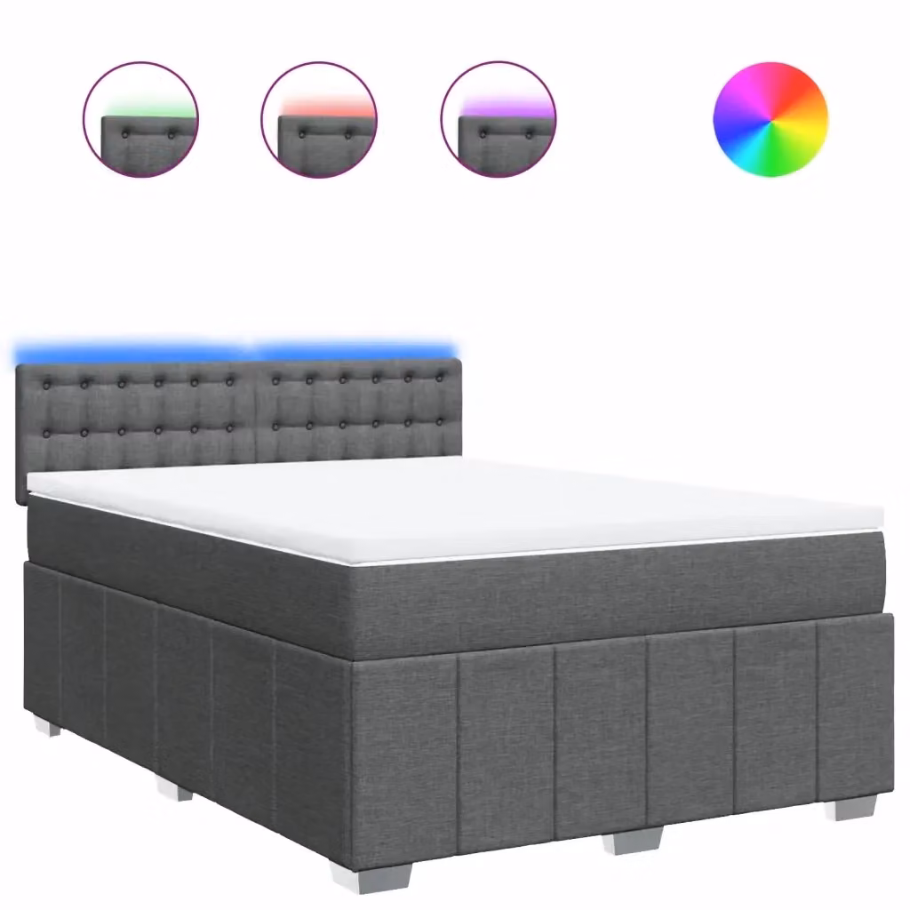 Letto Ibrido vidaXL con Materasso Grigio e Bianco L/P/H: 140 x 200 cm – 2