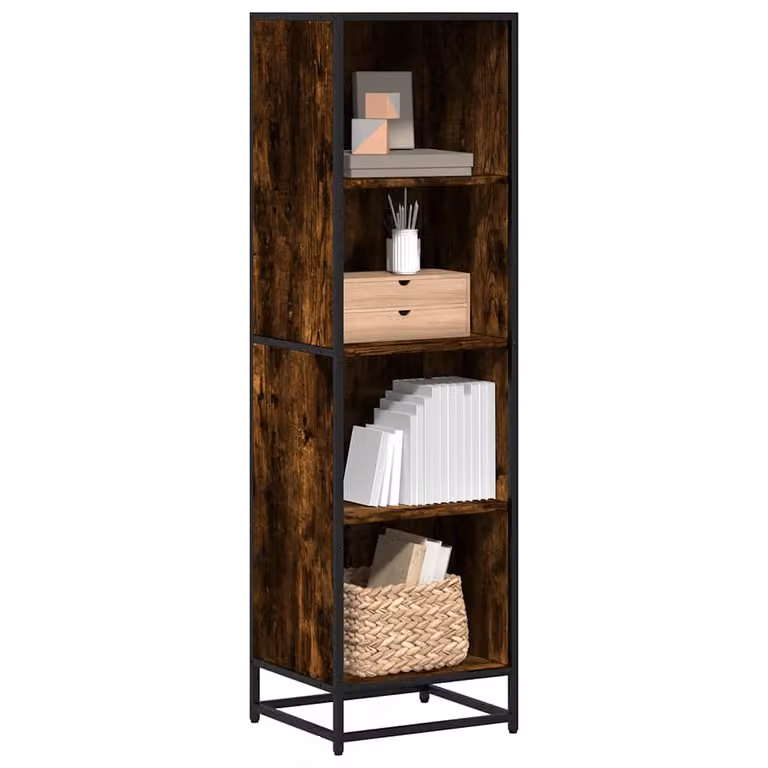 Libreria Industrial vidaXL in MDF e Metallo, Colore Marrone, H 139 x L 40 x P 35 cm