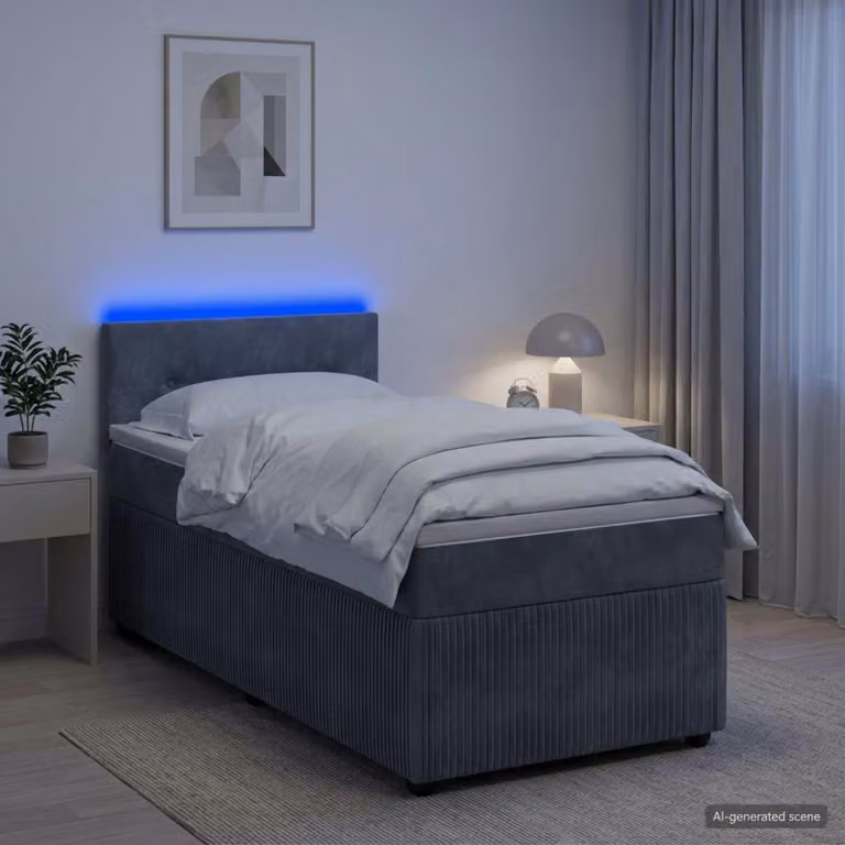 Maison Exclusive - Letto boxspring con materasso grigio scuro 90 x 200 cm in velluto
