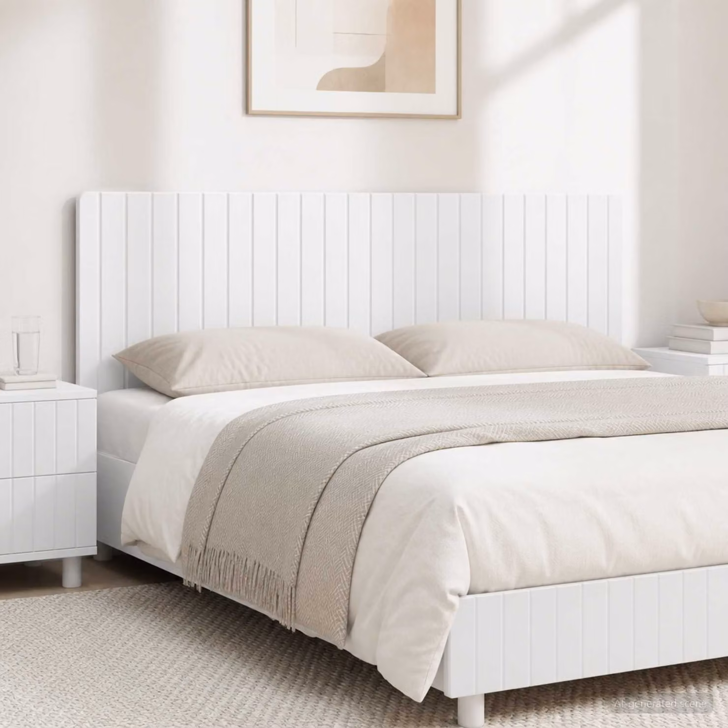 Testiera da muro vidaXL ZWOLLE in legno ingegnerizzato bianco lucido con ripiano integrato L 160 x H 50 x P 13,82 cm