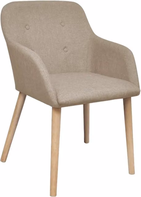Set di 4 sedie da pranzo vidaXL in tessuto beige e legno massello di rovere