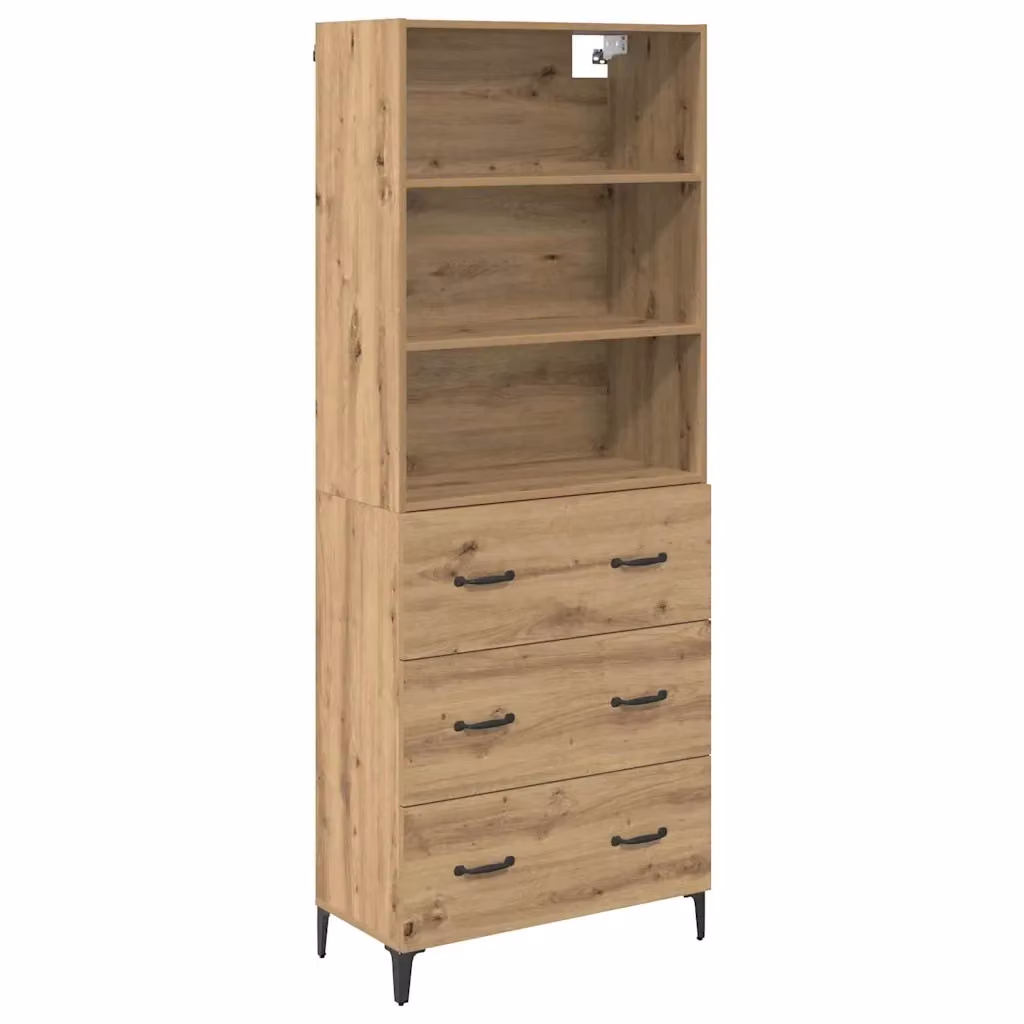 Credenza moderna vidaXL in legno e metallo color rovere, L: 69,5 cm, P: 34 cm, H: 180 cm – 2