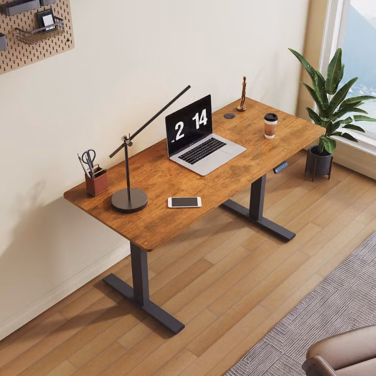 Scrivania regolabile in altezza, elettrica, dimensioni 140x60 cm, struttura in acciaio legato
