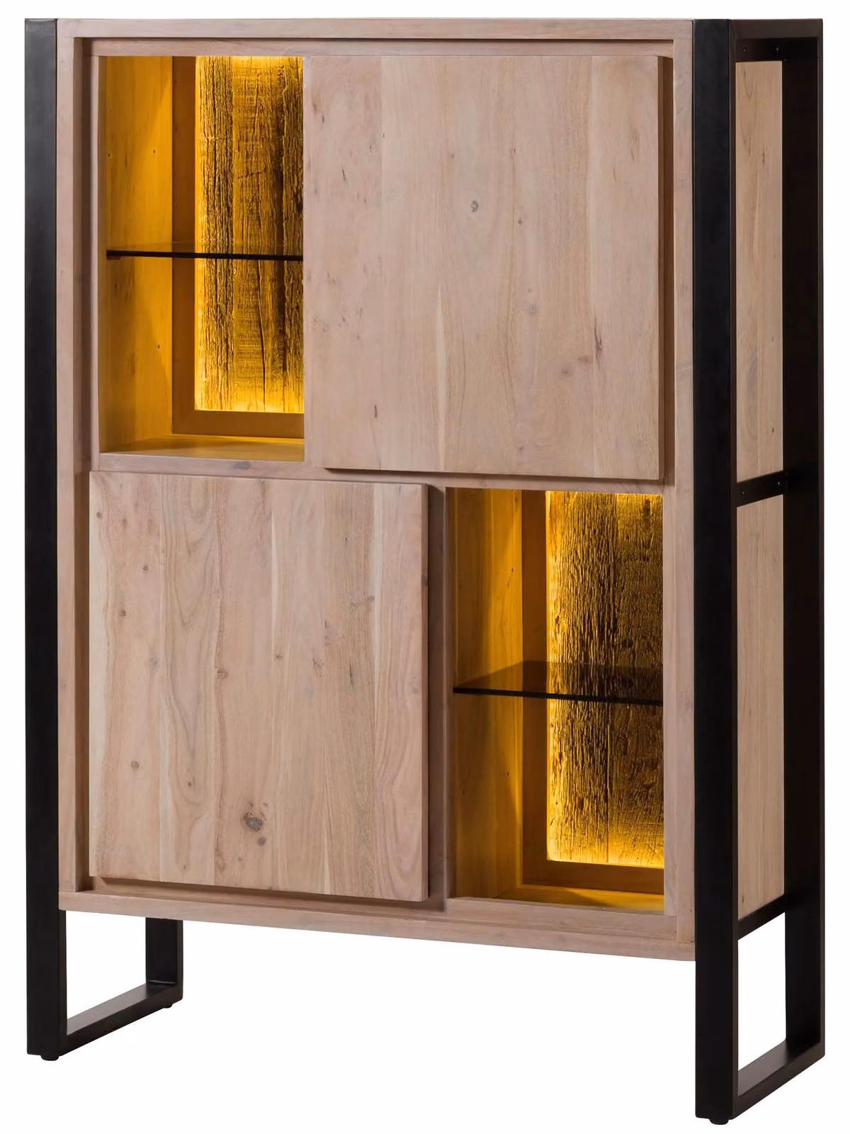 MASSIVMOEBEL24 | Credenza in legno di acacia / legno riciclato 100x40x140 laccato naturale DENVER #101