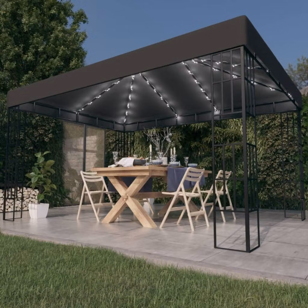 Gazebo con luci LED 3x4 m antracite di The Living Store