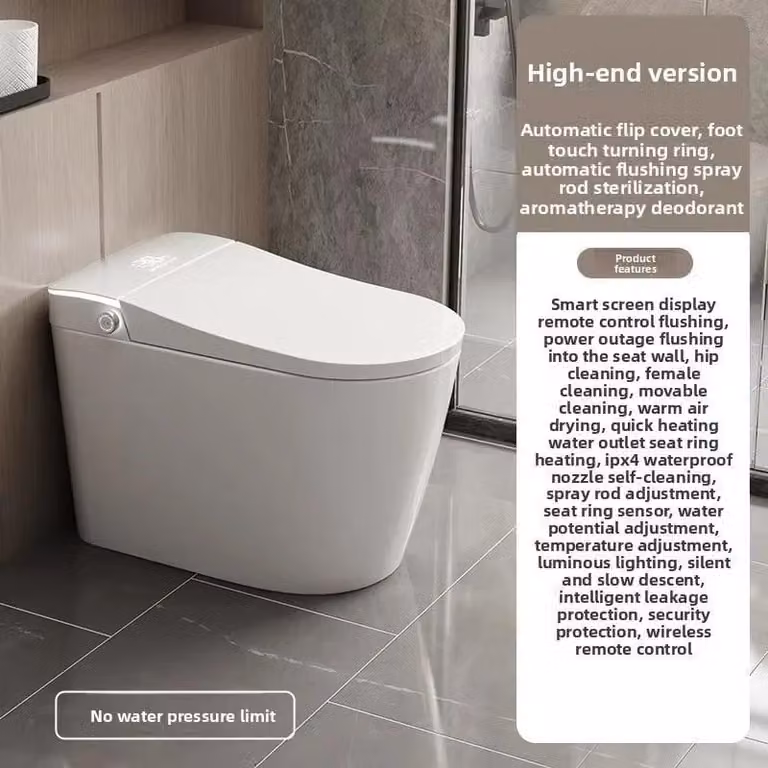 WC intelligente - WC con doccetta - Sedile riscaldato - Coperchio automatico - Doppio scarico 3,0-6,0 l Sifone - Attacco a S 305 mm - Vetroceramica allungata - Telecomando - Bianco