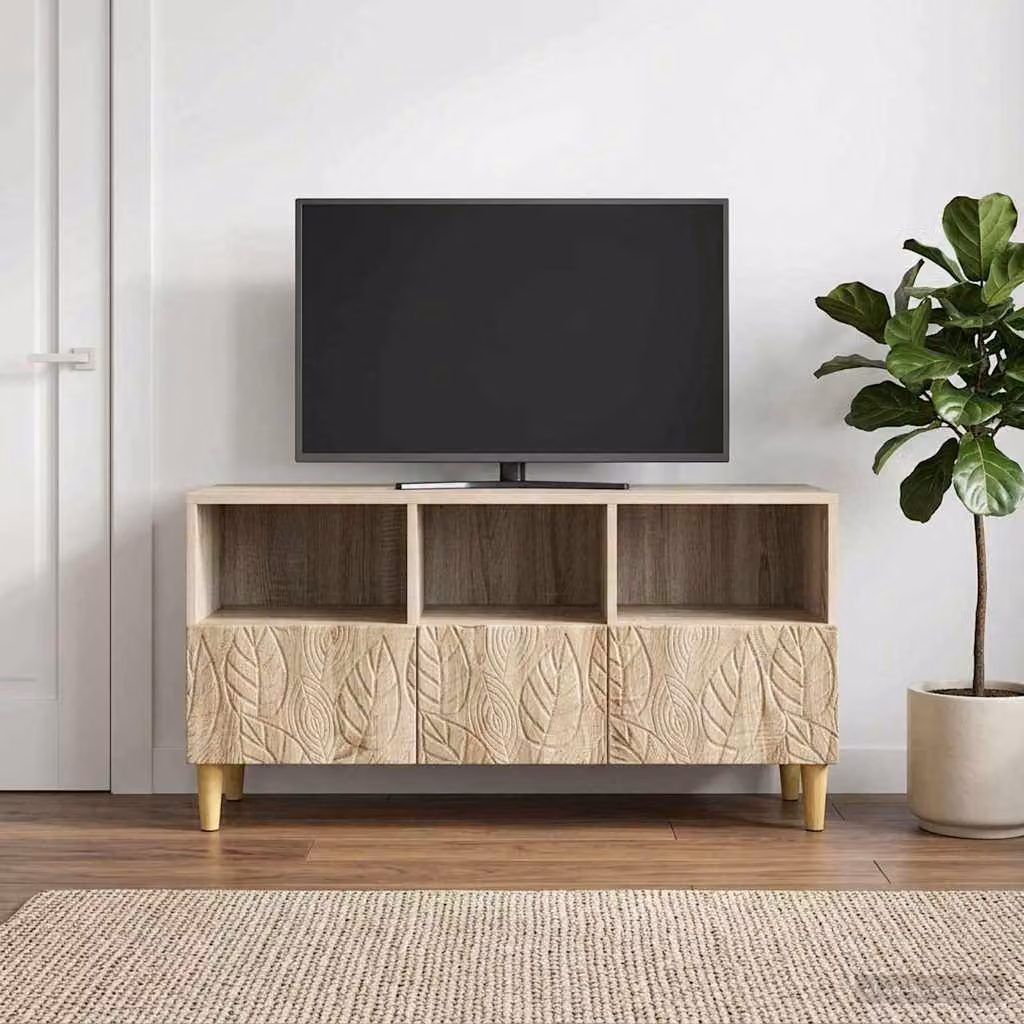 Mobile TV vidaXL in legno ingegnerizzato Rovere Sonoma, colore marrone e beige, L: 102 cm, P: 34,5 cm, H: 50 cm