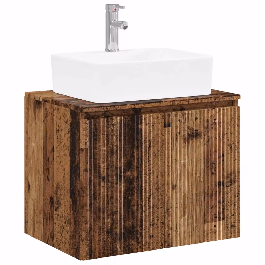 Mobile lavabo sospeso vidaXL in legno marrone con design minimalista – 2